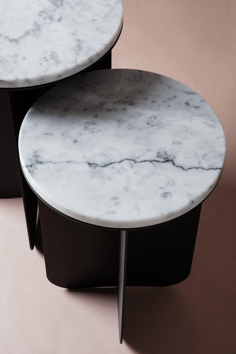 Designer marble side tables. nestinge side tables. occasional tabls. side table. marble table. 